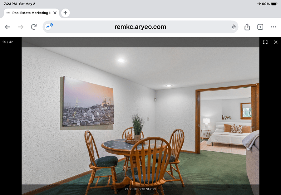 Lower level living level with 65 inch TV