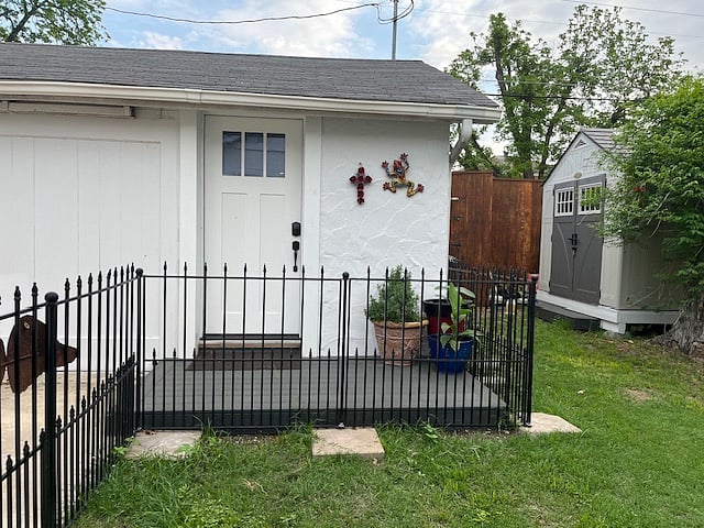 Casita entrance which is adjacent to the yard. The yard is used by the owner's friendly pet and is only outside occasionally.