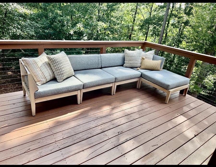 Your own private deck overlooking manicured lawn and beautiful treeline canopy - faces away from Main house.