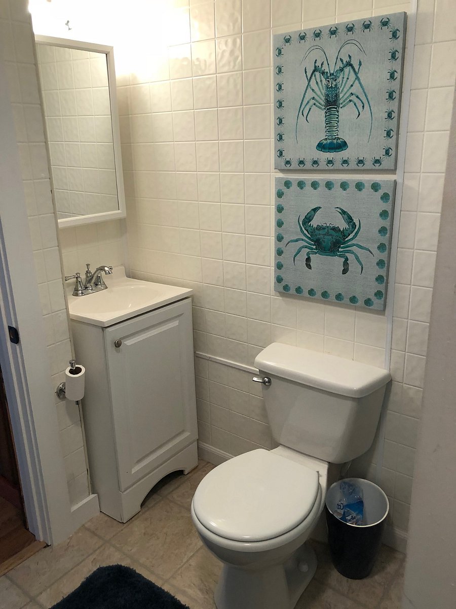 White knotty pine bathroom plus medicine cabinet