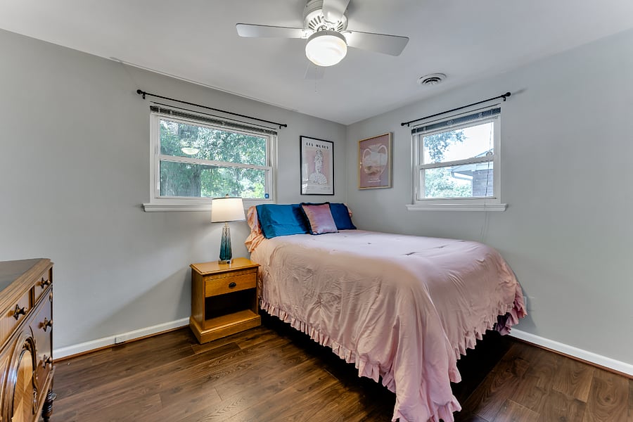 Queen bedroom with pillow top mattress.