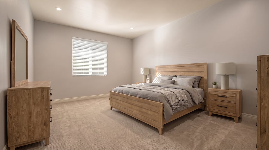 Bedroom (King Bed)
Spacious 2nd-level king retreat! Thoughtfully staged with light oak accents, matching dresser and mirror, walk-in closet, and sunlit windows. Designed for ultimate rest and relaxation.