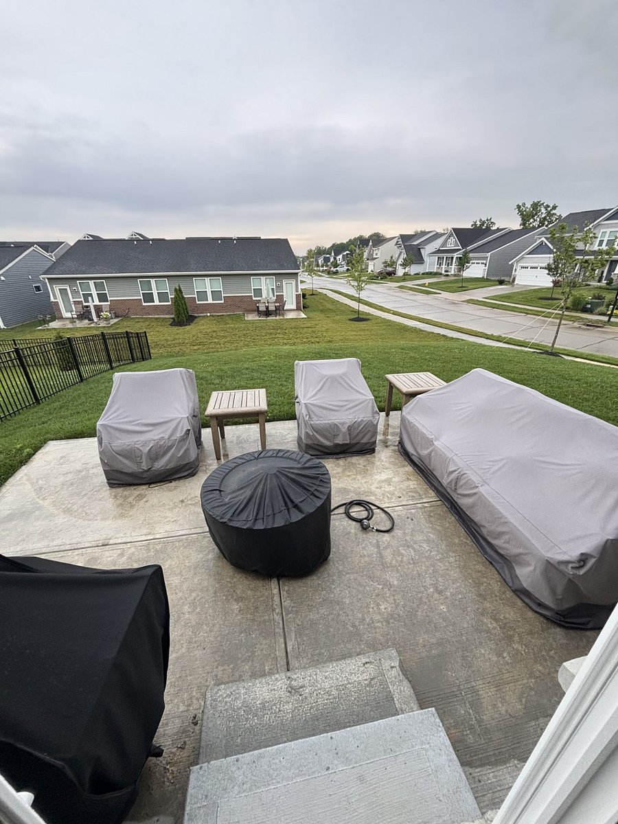 Patio furniture, fire pit, gas grill