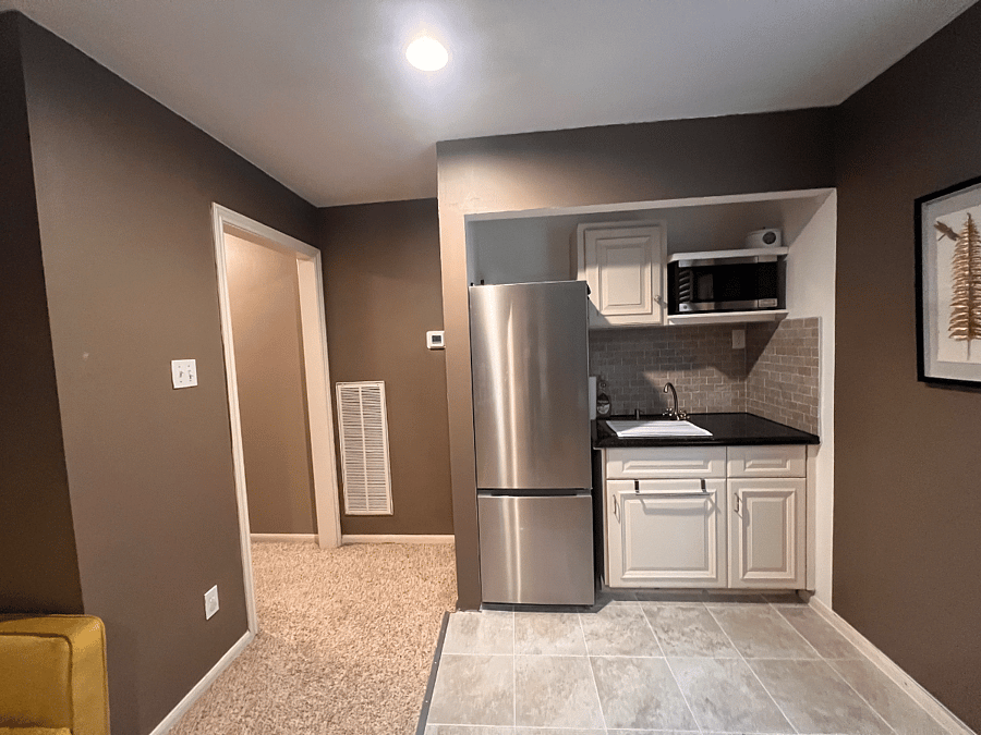 Kitchenette with full refrigerator