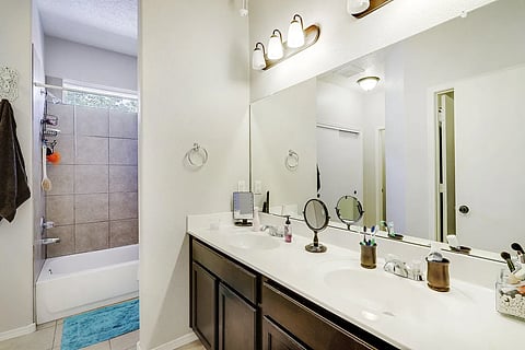 Master Bath - Double vanity, tub/shower combo, large walk-in closet opposite the vanity, very large linen/storage closet, private water closet.