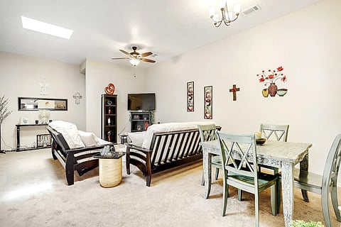 Living Room - Furniture has changed since photo. Flooring is now a high-quality laminate wood flooring.