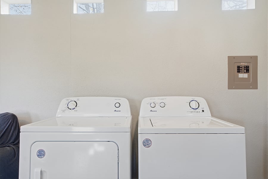 Washer and dryer in second building