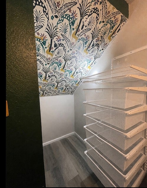 Coat closet and extra storage located underneath the stairs. 