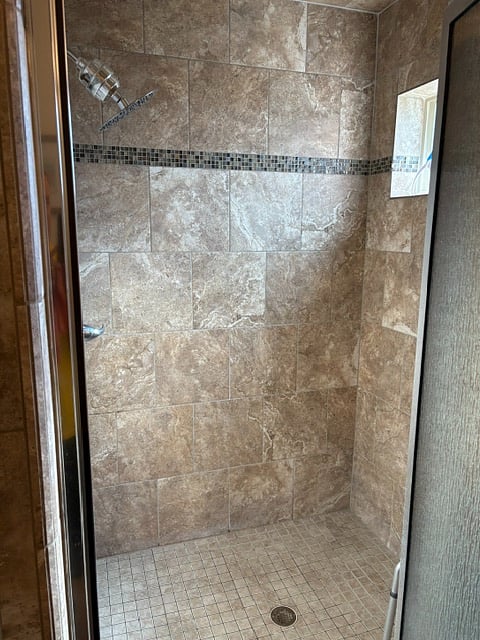 Large rain shower in master bathroom. 