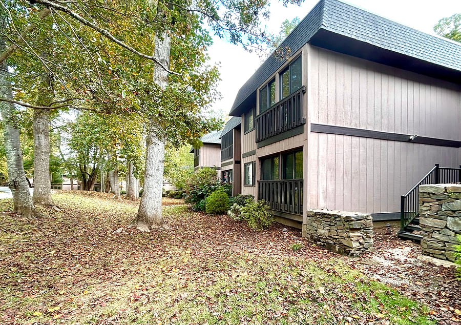 Trees and green space between porch and Lake Dr. (on upper left.)