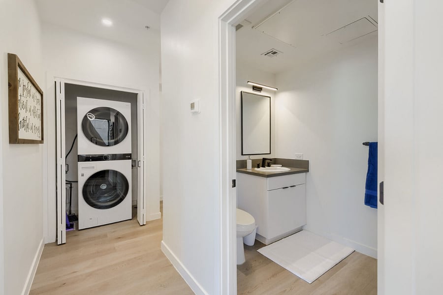 Washer and Dryer and Bathroom