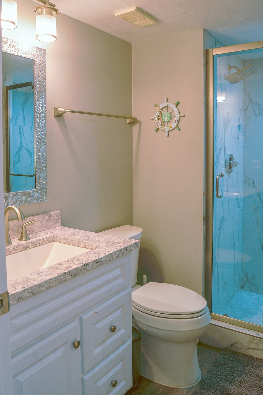 Second bath with shower attached to bedroom #2.