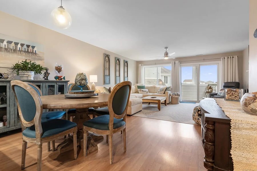 Dining area into living room