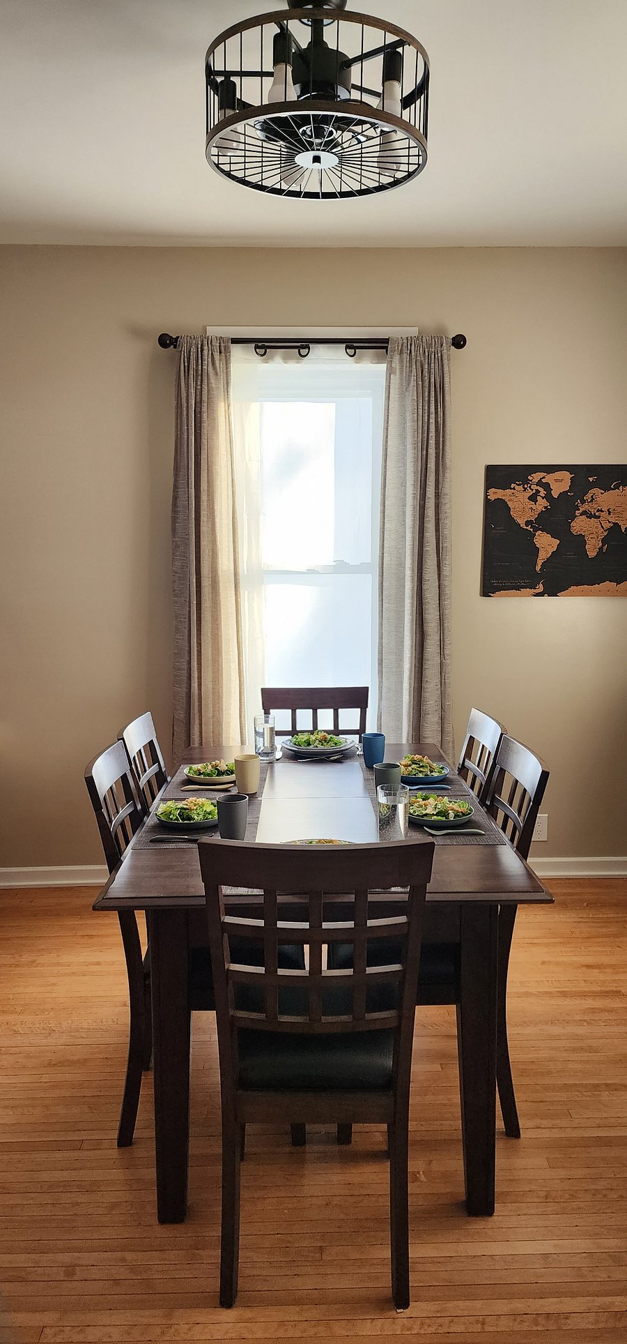 Dining area with seating for shared meals