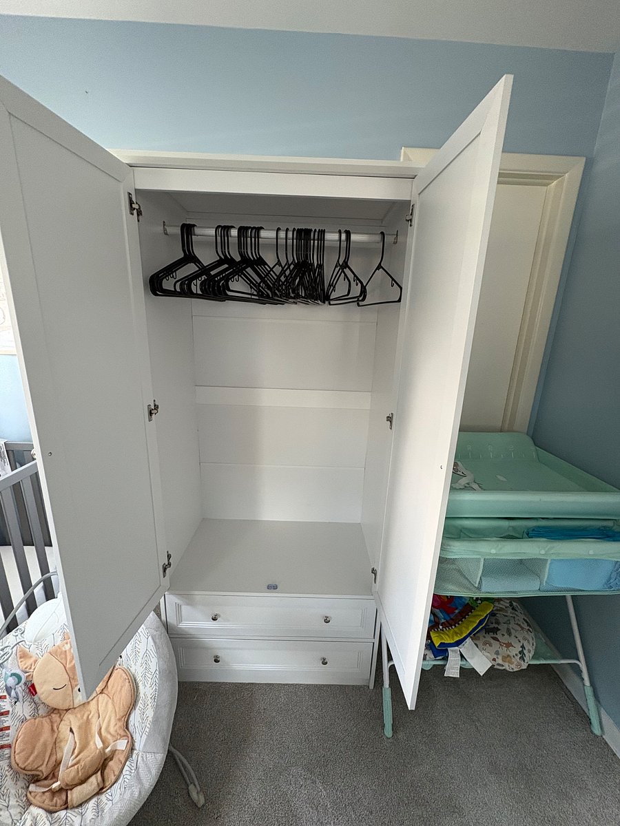 Closet in the primary bedroom