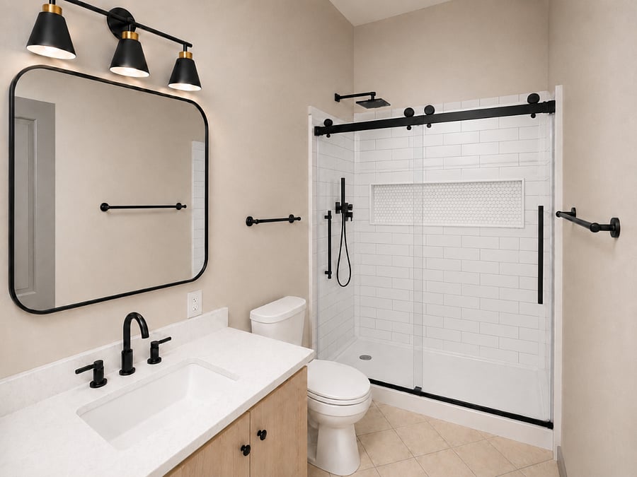 Brand new bathroom with new shower, toilet and vanity.