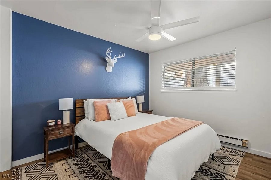 Second bedroom has queen memory foam mattress and shared bathroom, closet area to the left.Third bedroom has trundle bed with twin mattresses and shared bathroom, closet area to the right.