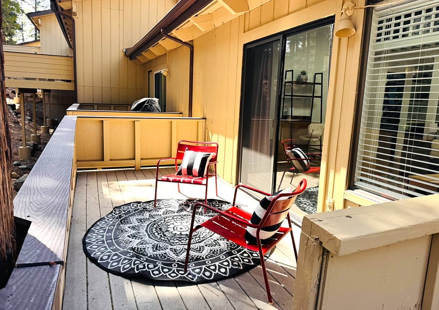Back deck gets great morning sunshine, wraps around to the larger main deck.