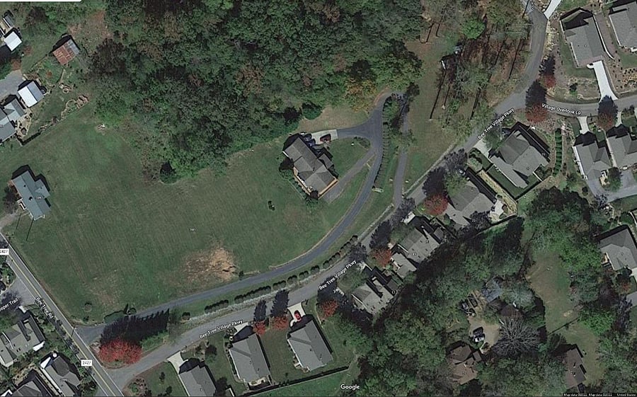 Satellite view of the property showing its spaciness