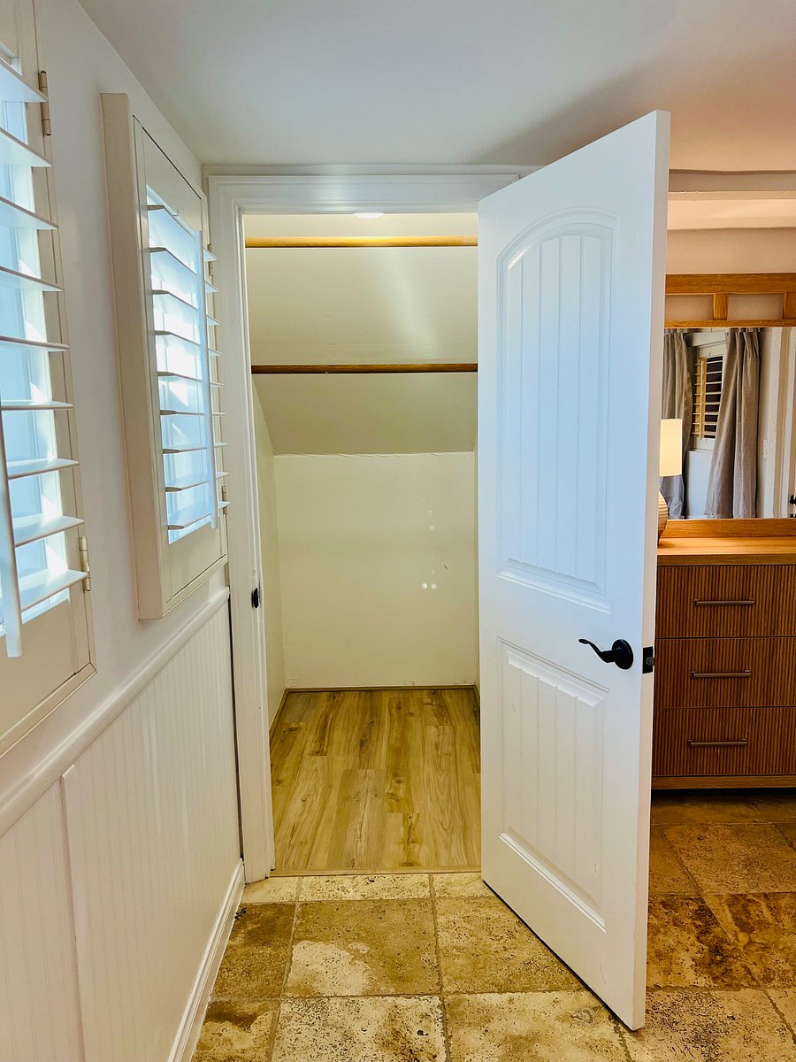 Close up of walk-in closet in guest bedroom