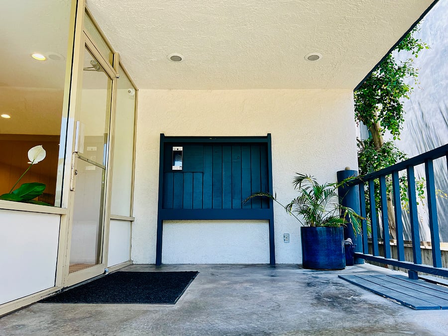 This is the front door landing of the building where the keyless keypad entry is or use the garage entry to access the elevator.