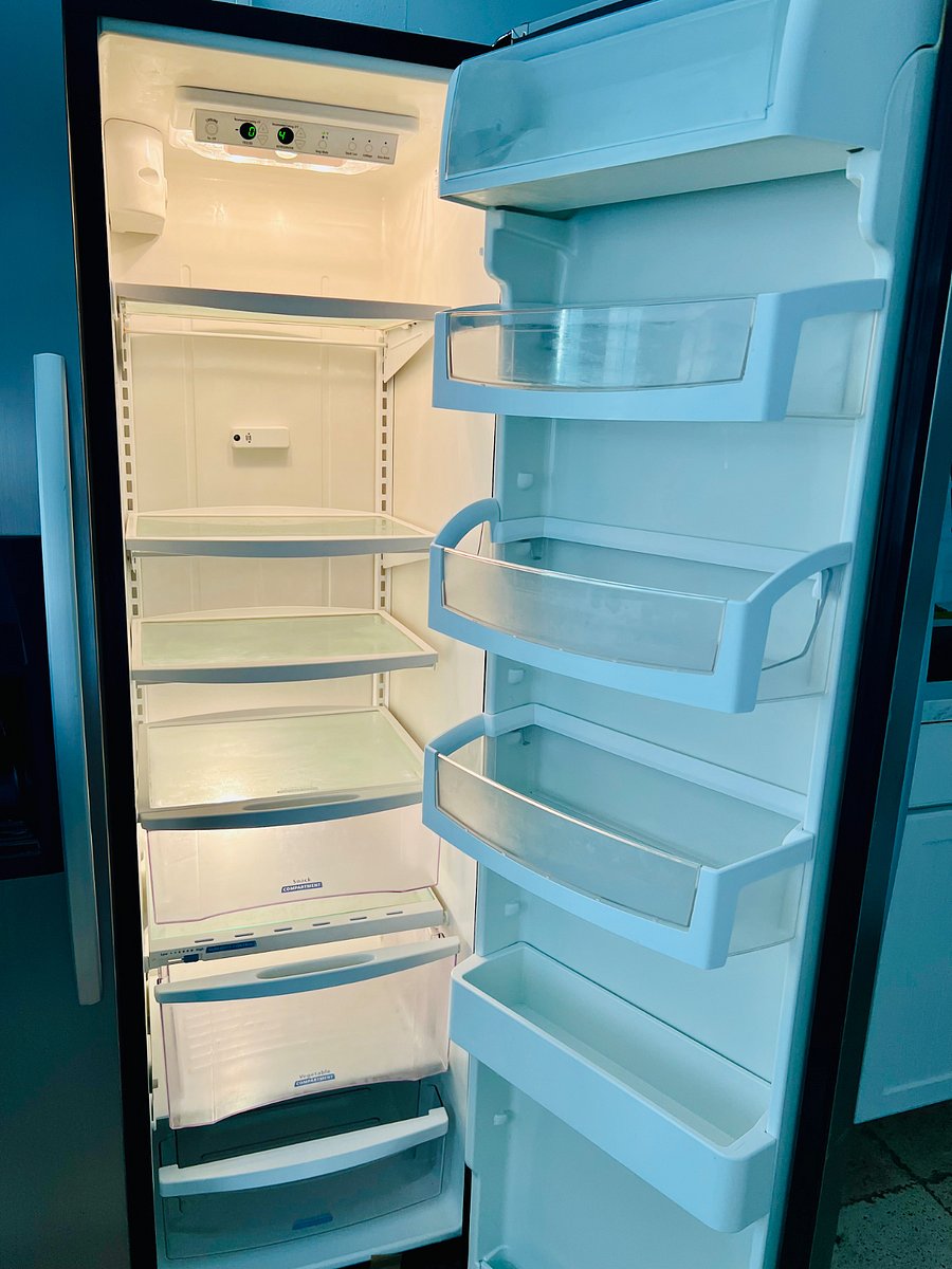 Side-by-side refrigerator section shown here