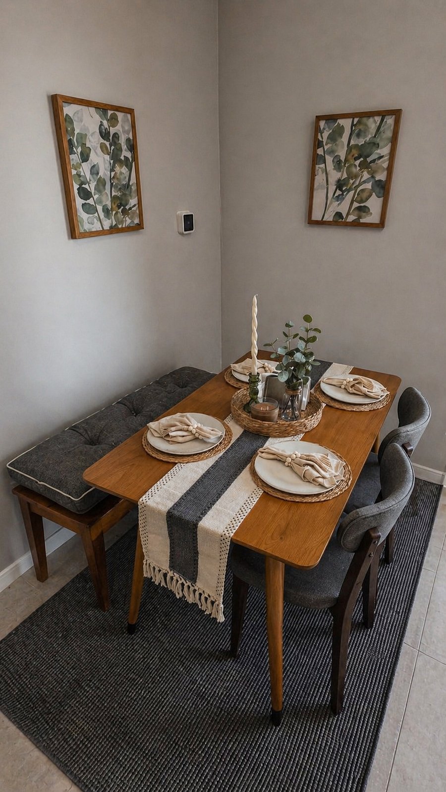 Dining area with a comfortable table and seating, perfect for meals