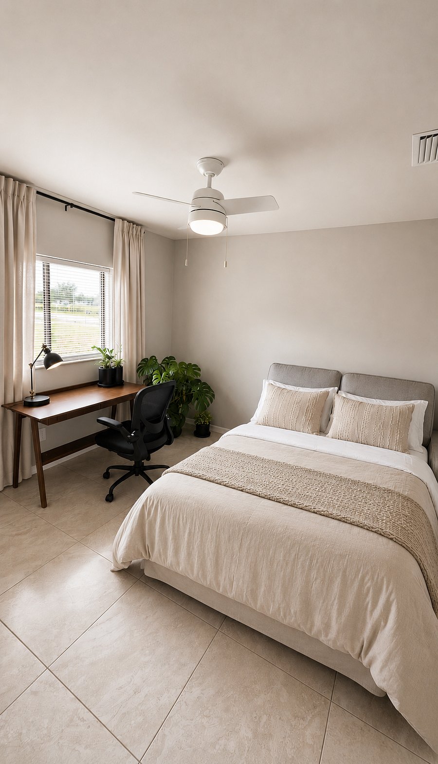 Perfect for remote work or additional guests.
*Desk and chair for a comfortable workspace
*Sofa that an be converted into a sleeping area if needed

Please note:  the closet in this room is locked and used for storage