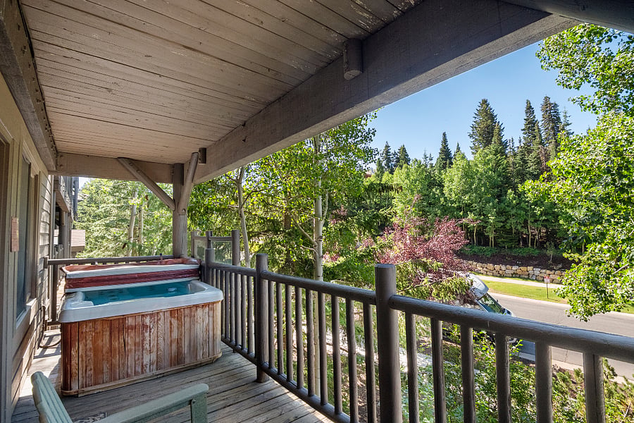Private deck and spa looking toward Silver Lake Village