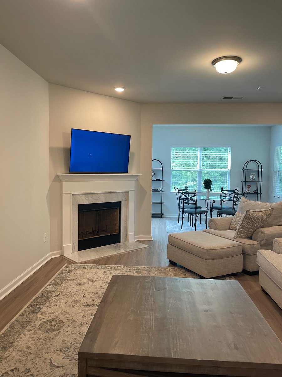 fireplace and TV