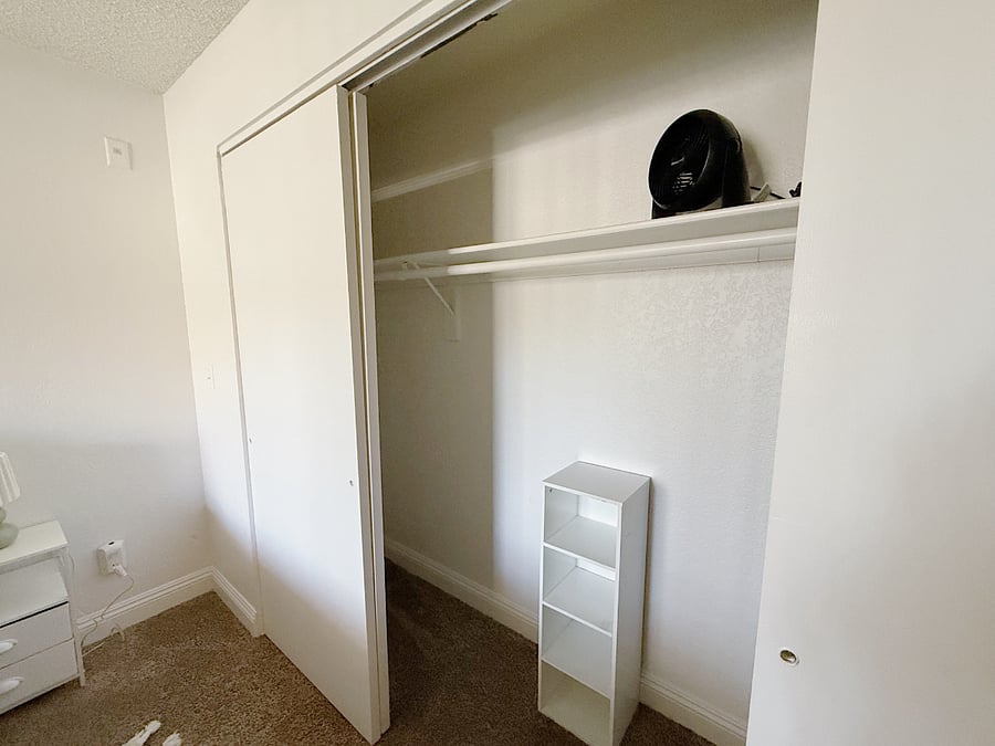 Full closet with hangers available