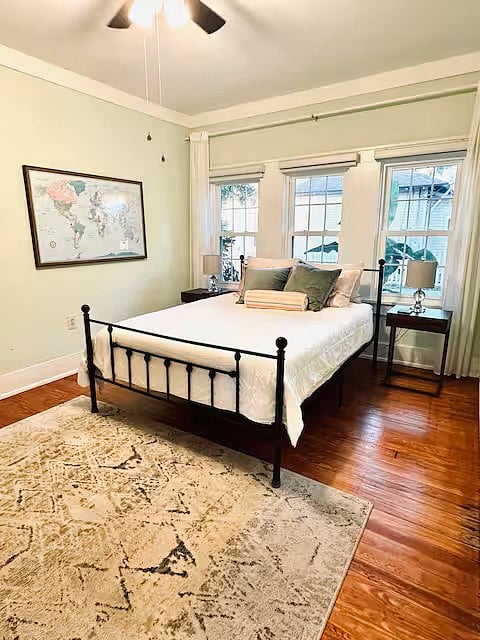 2nd Bedroom with hybrid queen mattress and large closet.