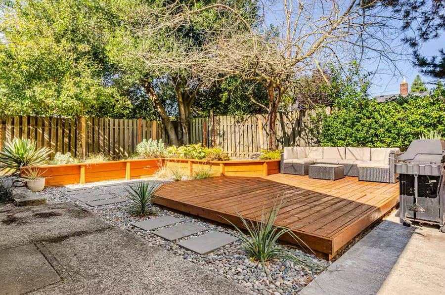 6 seater patio furniture and a BBQ grill