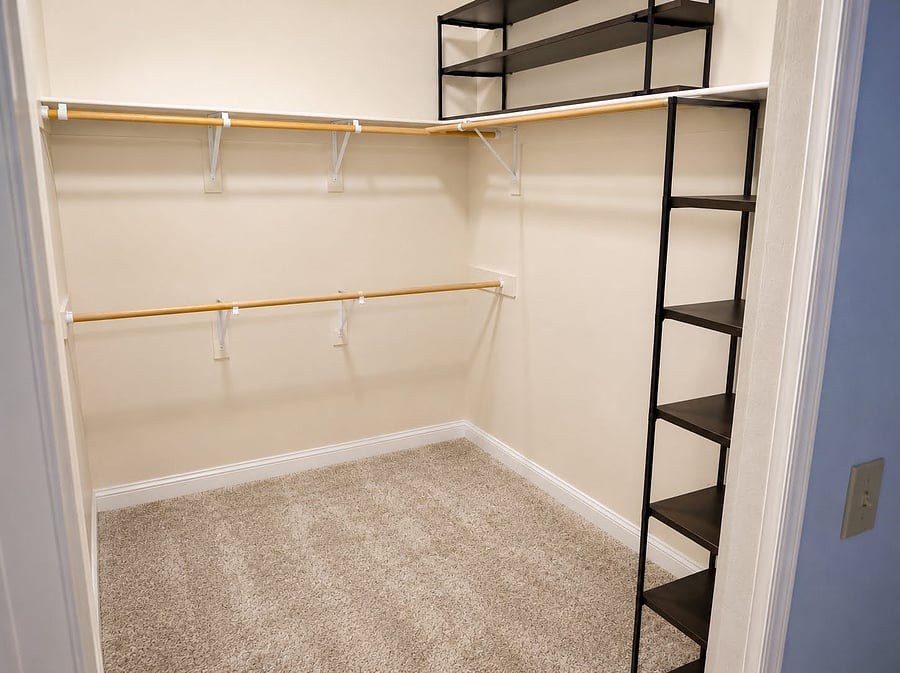 Walk-in closet off of primary bedroom
