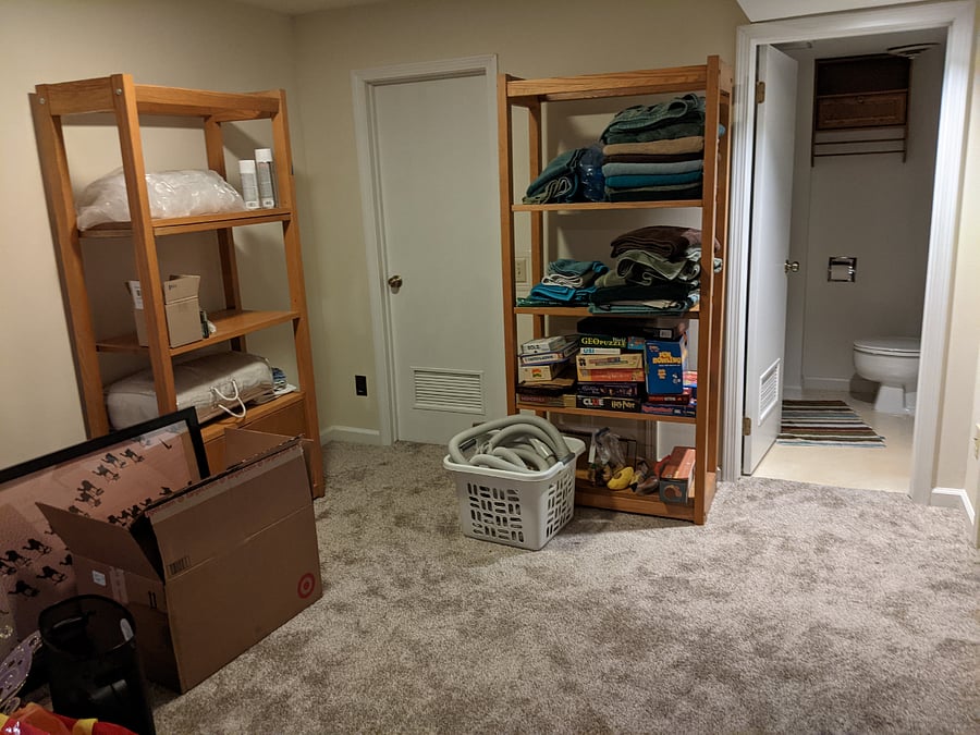 Basement living room with full bath. Laundry is just off this room as well.