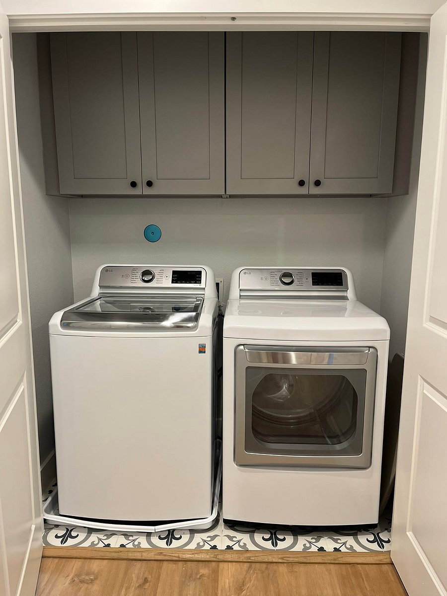 Large Capacity Washer & Dryer + Iron & Board. Tide Pods Included.