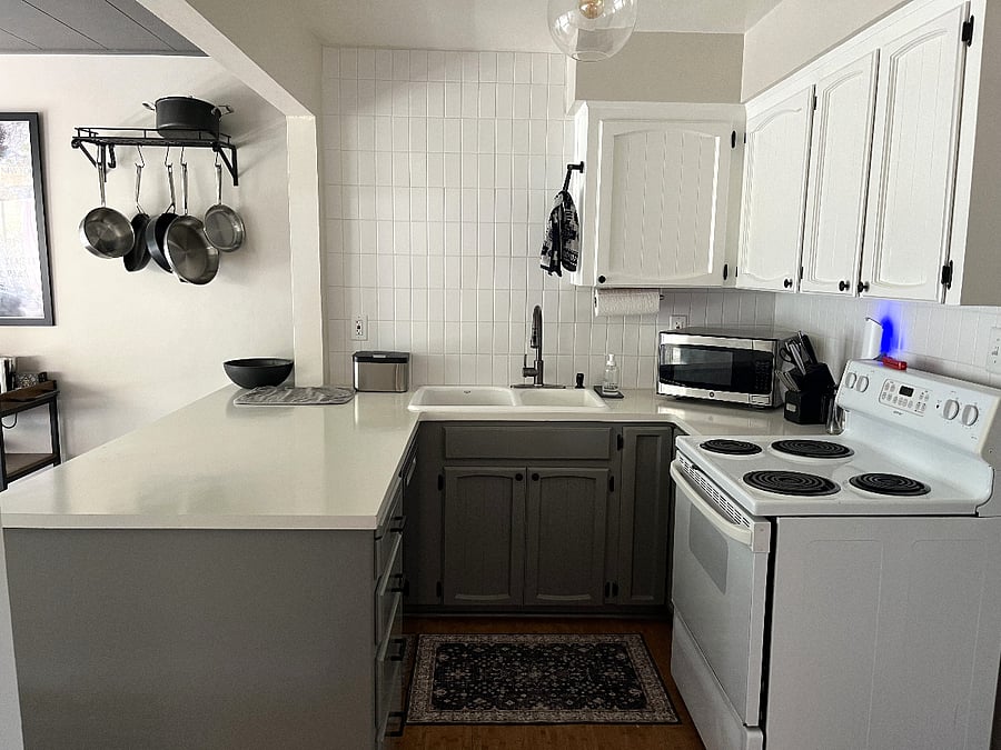 Kitchen with dishwasher.
