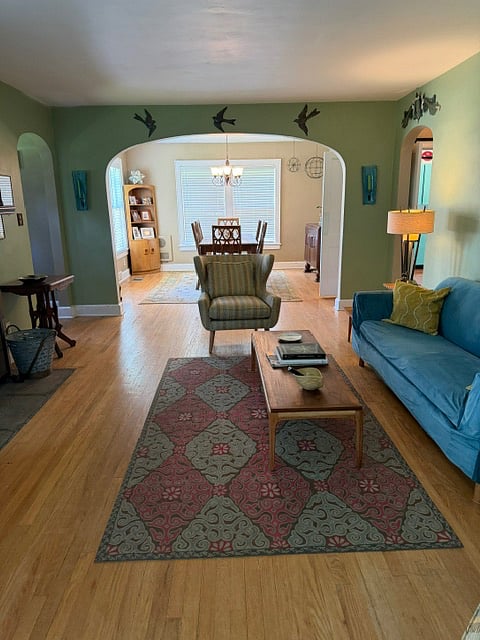 Common area, living room, and dining room.