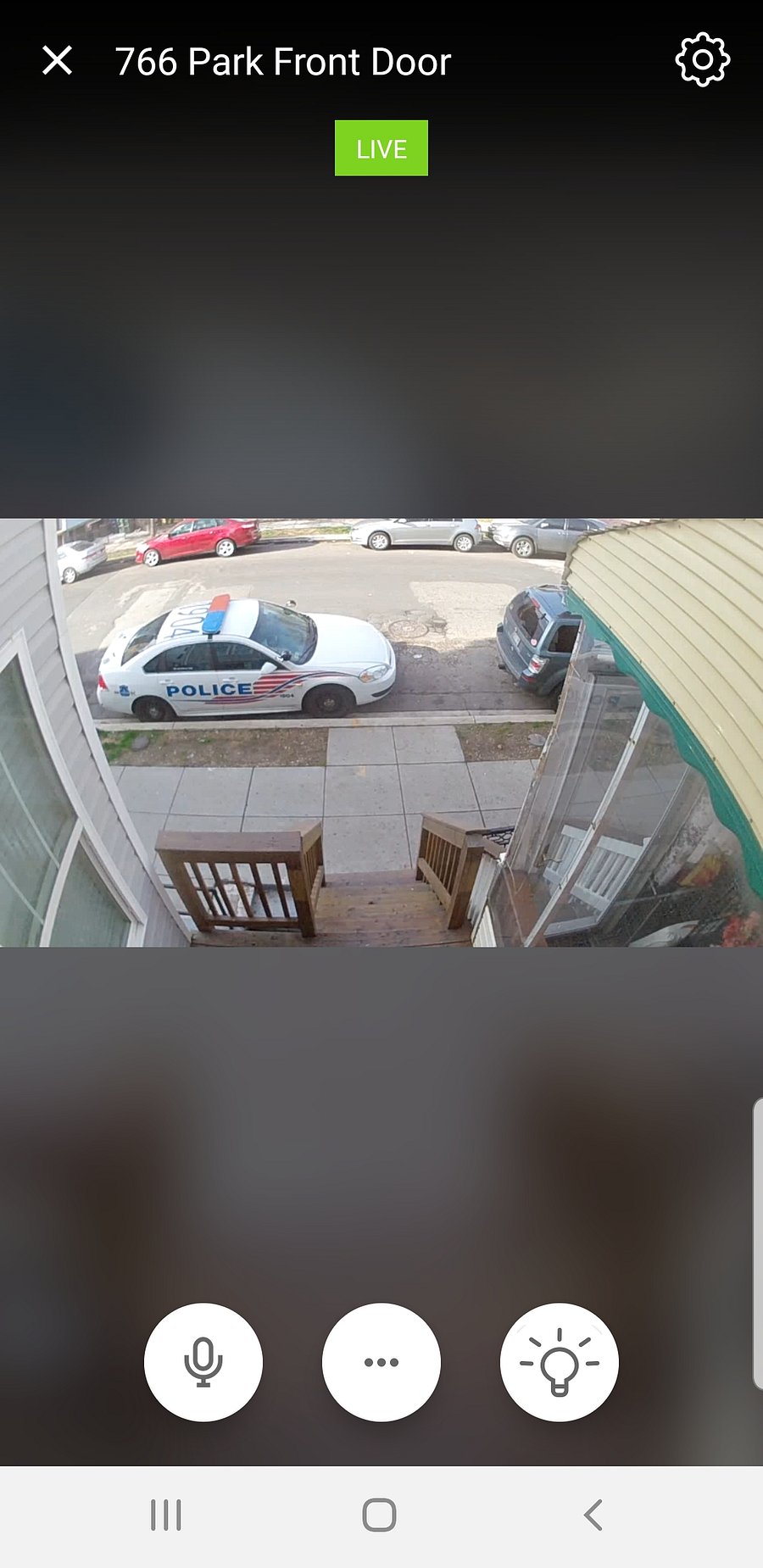 Outside main front door.