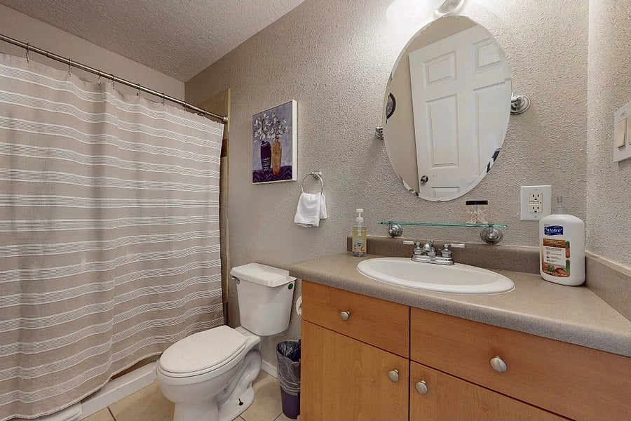 modern bath with walk in shower