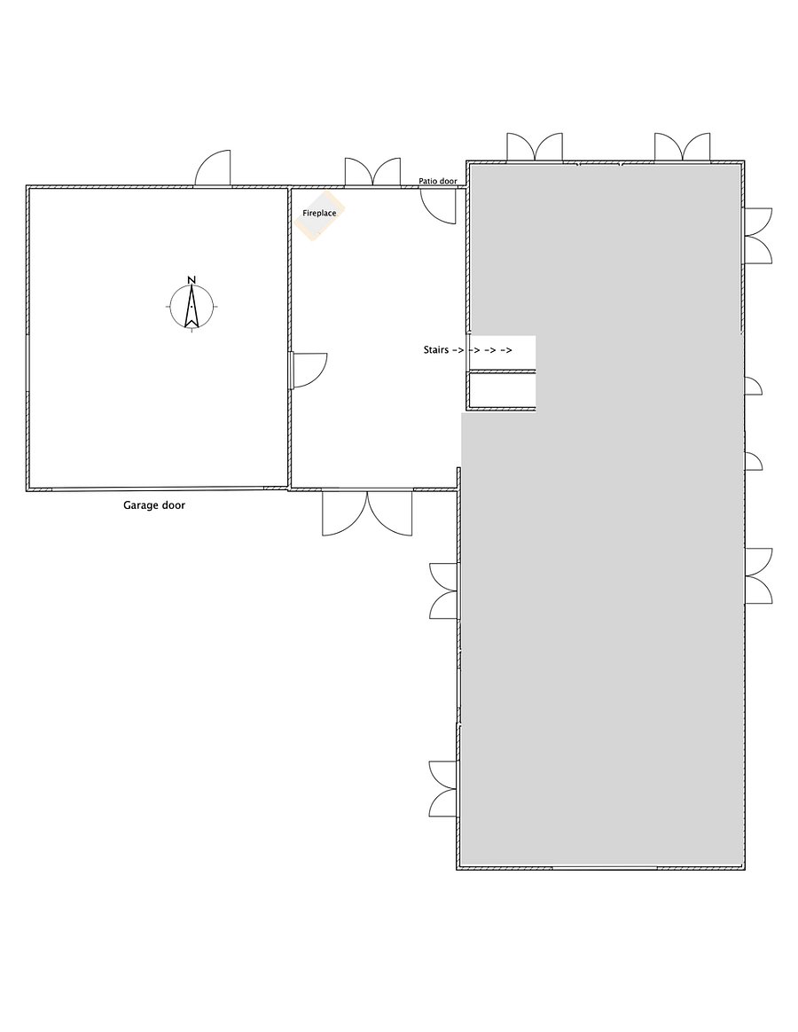 Upstairs shared space. Grayed out = my space.