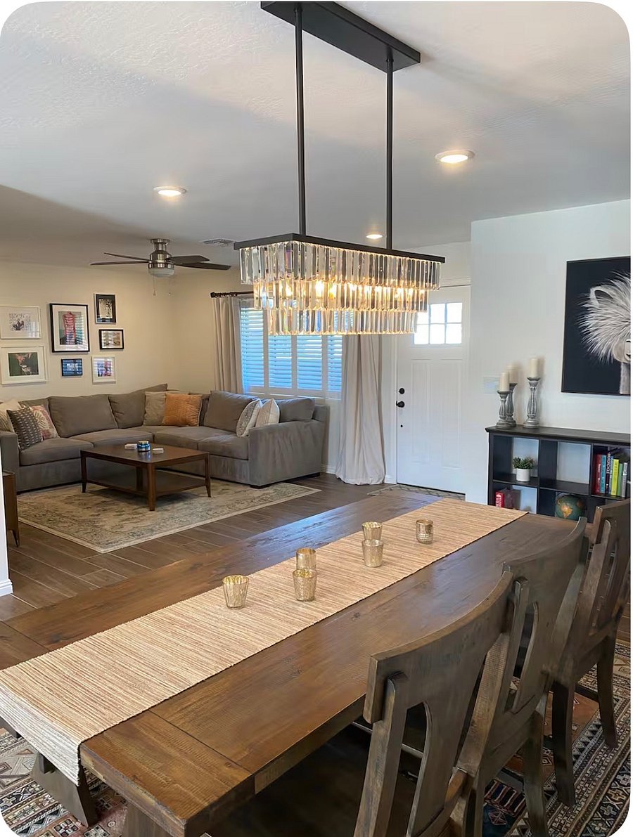TV room with comfortable Crate and Barrel sectional