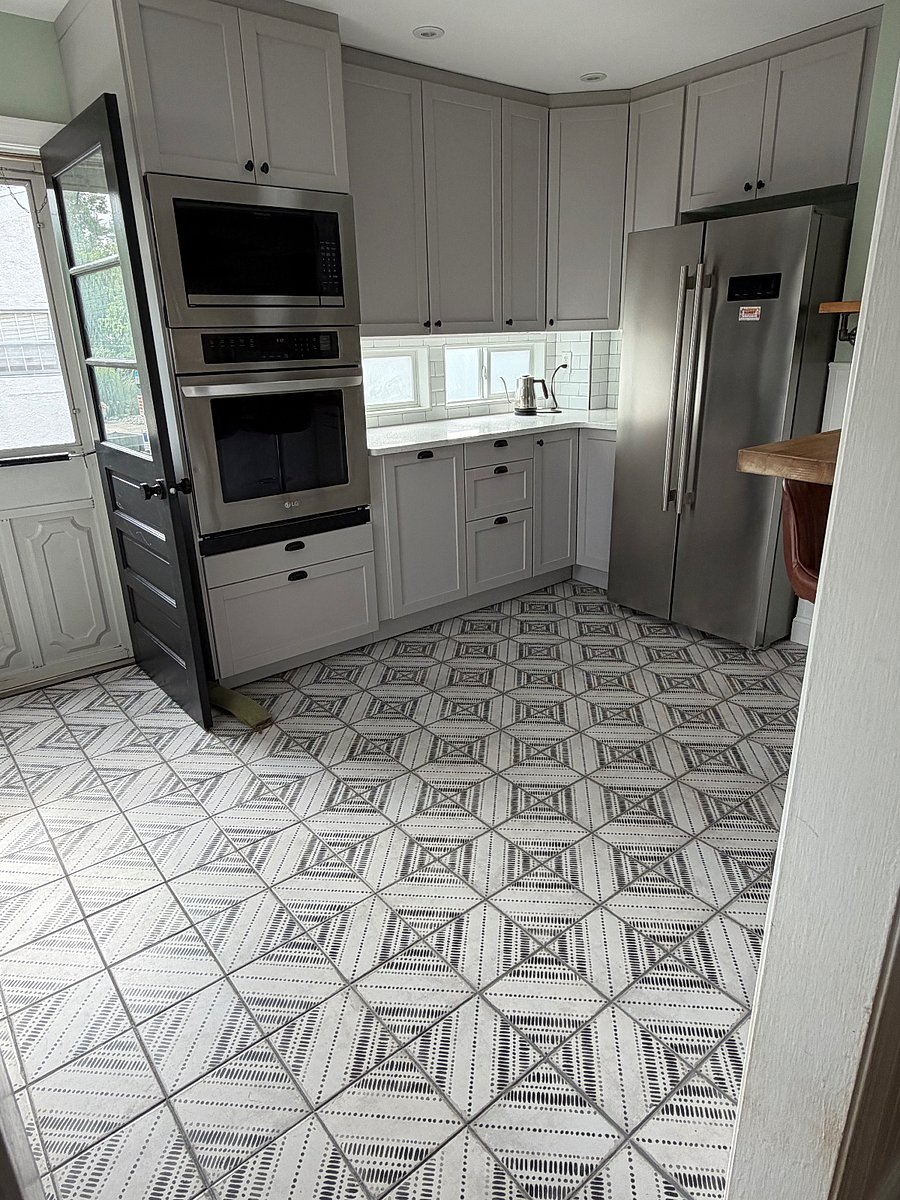Wall oven and microwave. Lots of storage and pantry space. Counter depth full size stainless refrigerator for more room in the kitchen