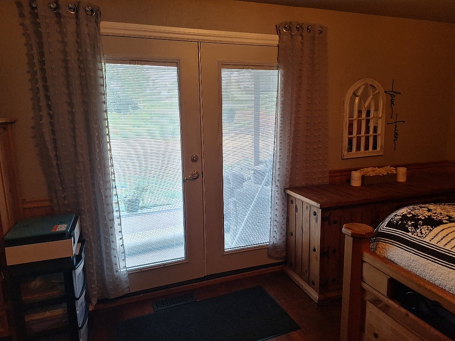 private doors to outdoor and hot tub