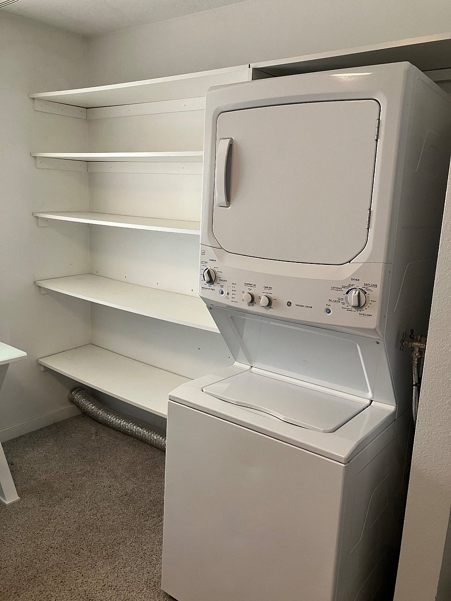 In-unit laundry and storage