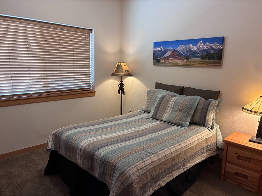 Second bedroom has nightstand and dresser (not shown) along with a full-sized closet.