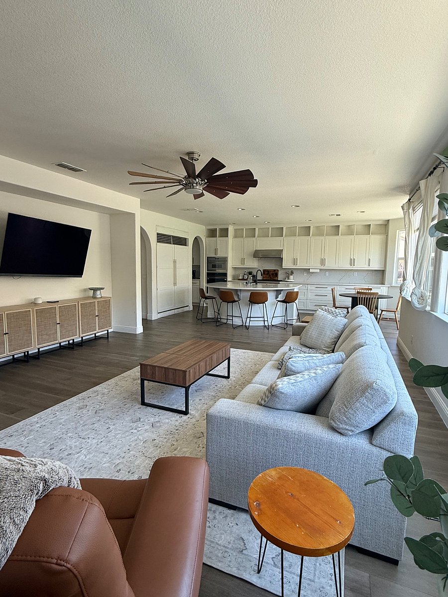 Shared kitchen/living room space.