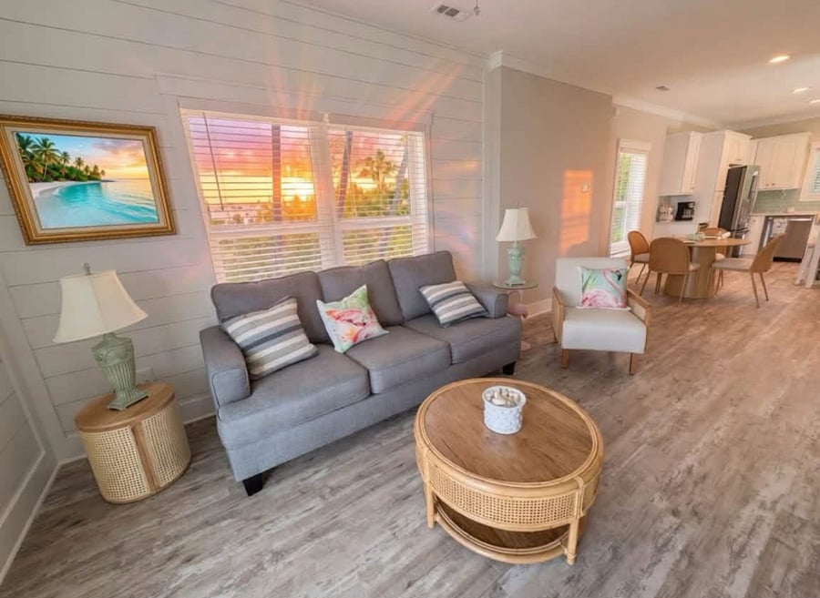 Living room at sunset