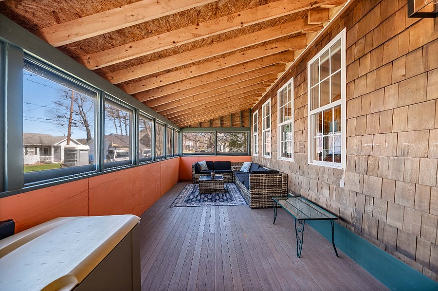 Large screened in porch with lake views