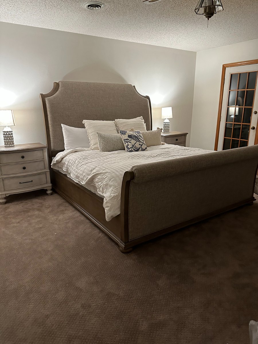 Bedroom 1 - Master bed with King bed, dresser, armoire and two nightstands. Walk-in closet and attached nursery with daybed.
